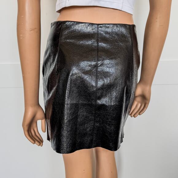 NWT-Francesca's Gwen Faux Black Leather Full Zip Up Mini Skirt, Women’s Small - Picture 4 of 11
